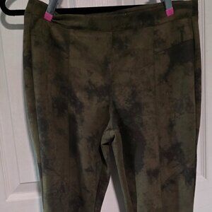 Tahari Dark Green Faux Suede Stretch Elastic Waist Pullon Skinny Pant Medium